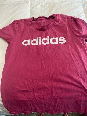 adidas Berry Pink Logo Crew Neck Tee